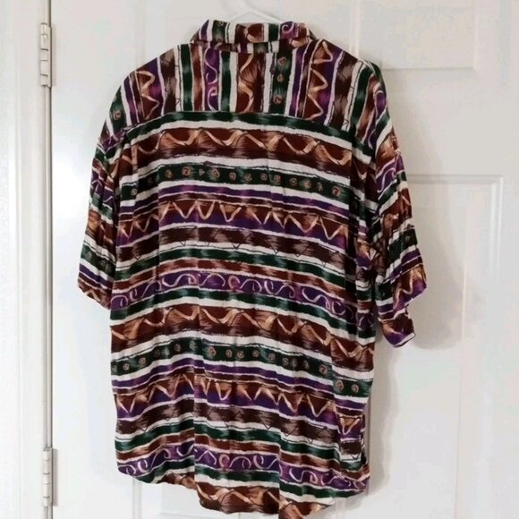 Chiamare Shirt Men's Size Lg Rayon Short Sleeve Button Up Multicolor Geometric - Picture 6 of 6